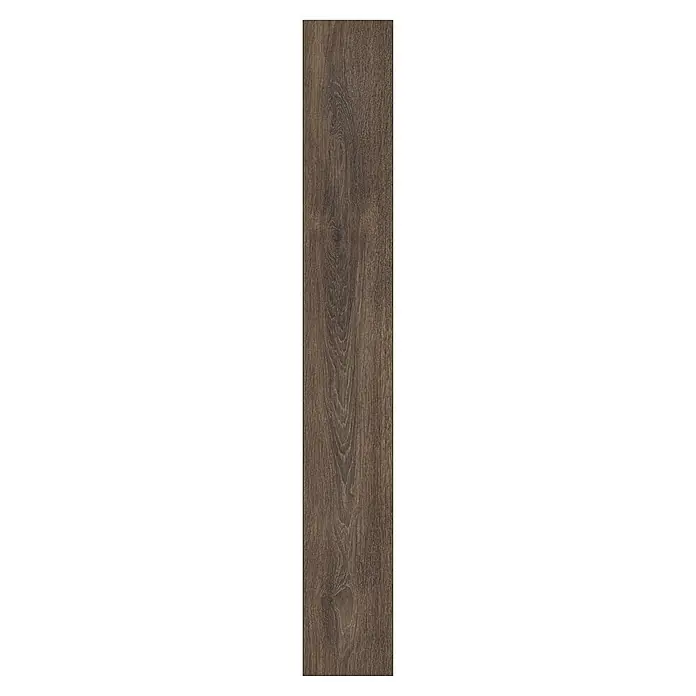 LOGOCLIC Ambienta Laminatmuster Eiche Oriolo - 296 x 195 x 1 mm, Landhausdiele - Dieses Bild zeigt eine einzelne, schmale Holzdiele mit einer warmen, braunen Holzmaserung, ideal für Bodenbeläge oder Wandverkleidungen.