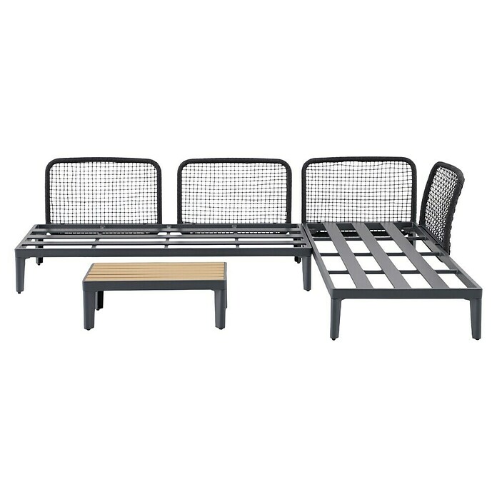 Sunfun Solo Rope Loungemöbel-Set Rope (3 -tlg., Aluminium, Olefin, Night-Grey) | BAUHAUS