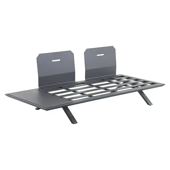 Sunfun Lumar Loungesofa - L x B x H: 195,5 x 87 x 68 cm, Aluminium, Night-Grey - Metallbank mit zwei hohen Rückenlehnen und Gittermuster. Eine stilvolle und robuste Sitzgelegenheit für den Außenbereich.