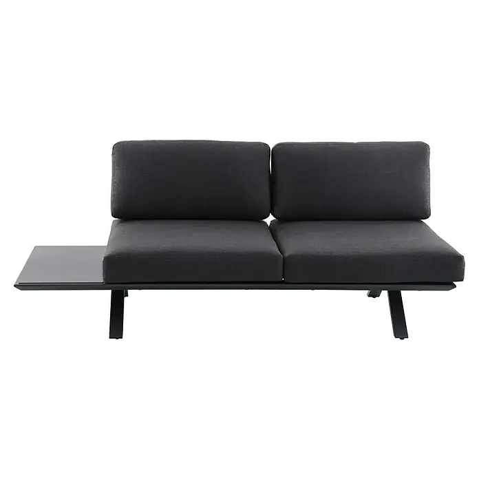 Sunfun Lumar Loungesofa - L x B x H: 195,5 x 87 x 68 cm, Aluminium, Night-Grey - Das elegante Sofa in dunklem Stoff mit integriertem Tisch bietet Komfort und Funktionalität. Perfekt für moderne Wohnräume.
