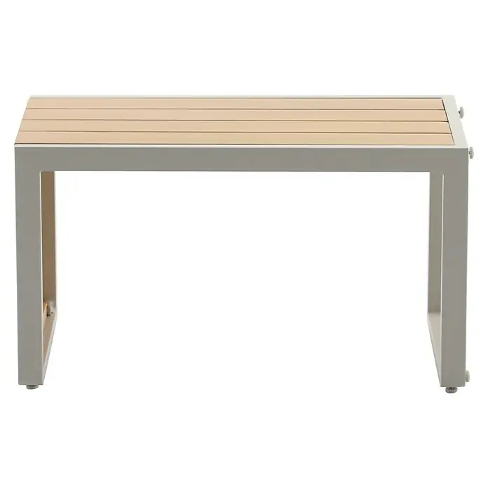Sunfun Solo Garten-Beistelltisch - L x B x H: 73 x 38,5 x 41 cm, Aluminium, Light-Greige - Dieser Tisch mit hellbrauner Holzplatte und einem stabilen, grauen Metallgestell ist ein Blickfang für jeden Raum. Er ist praktisch und stilvoll.