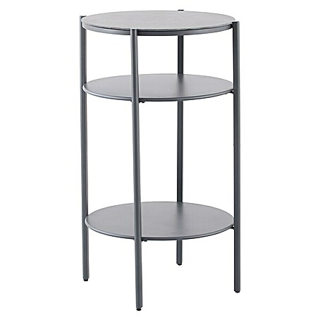 Sunfun Solo Mesa auxiliar de jardín redonda (Ø x Al: 65 x 108 cm, Acero, Gris)