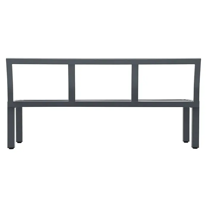 Sunfun Maja Loungesofa - B x T x H: 140 x 67 x 65 cm, Aluminium, Night-Grey - Ansicht des Untergestells eines schwarzen Tisches mit rechteckiger Struktur und quadratischen Beinen, ideal für moderne Innenräume.