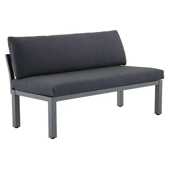 Sunfun Maja Loungesofa - B x T x H: 140 x 67 x 65 cm, Aluminium, Night-Grey - Moderne graue Gartenbank mit Kissen. Die Sitzbank hat ein schlichtes Design mit geraden Linien und ist ideal für den Außenbereich.