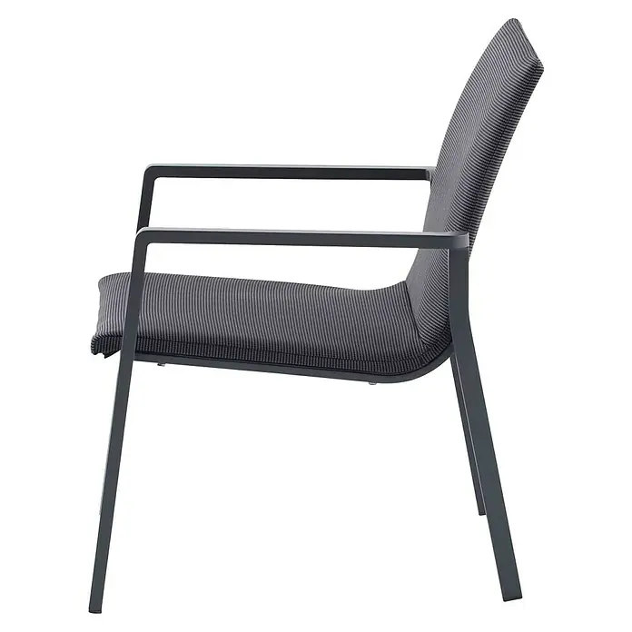 Sunfun Lumar Loungesessel - L x B x H: 64 x 78,5 x 67 cm, Aluminium, Textil, Night-Grey - Moderner grauer Stuhl mit Armlehnen und bequemem Sitz. Ideal für den Garten oder die Terrasse.