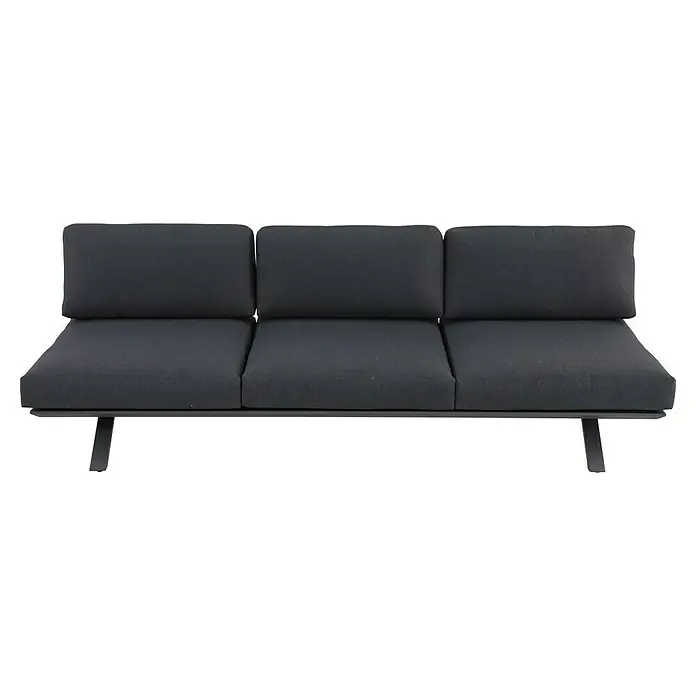 Sunfun Lumar Loungesofa - L x B x H: 235,5 x 87 x 68 cm, Aluminium, Night-Grey - Modernes graues Dreisitzer-Sofa mit klaren Linien und minimalistischem Design, ideal für stilvolle Wohnräume. Bequeme Polsterung lädt zum Entspannen ein.