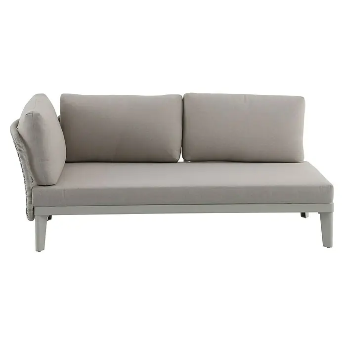 Sunfun Solo Conjunto de muebles chaise lounge + sofá + mesa - 3 pzs., Gris claro - Elegante sofá de exterior gris con cojines cómodos. Mueble perfecto para horas de relax en el jardín o en la terraza.