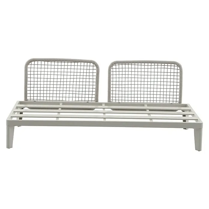 Sunfun Solo Rope Loungesofa - L x B x H: 167,5 x 86,5 x 66 cm, Aluminium, Light-Greige - Helle Lounge-Bank mit geflochtener Rückenlehne, ideal für den Außenbereich und entspannte Stunden im Garten oder auf der Terrasse.