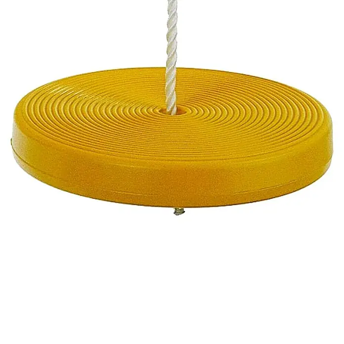 Conacord Tellerschaukel - Durchmesser: 28 cm, Kunststoff, Farbig sortiert - Gelbe Baumscheibe mit weißem Seil. Perfekt für Spaß im Freien und Abenteuer im Garten. Genießen Sie das Schwingen mit diesem robusten Sitz!