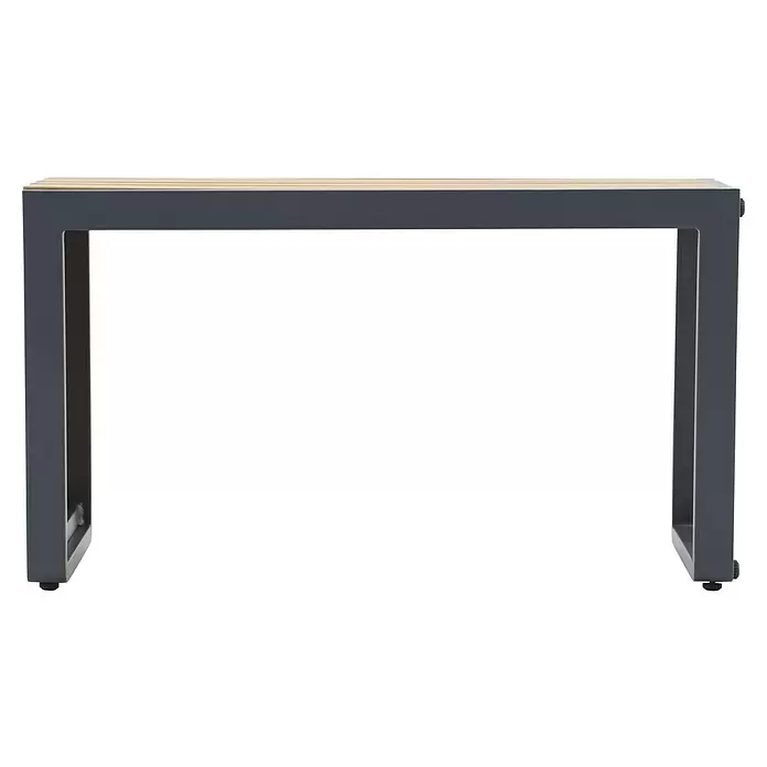 Sunfun Solo Garten-Beistelltisch - L x B x H: 77 x 41,5 x 45 cm, Aluminium, Night-Grey - Dunkelgrauer Metall-Konsolentisch mit heller Holzlattenplatte.