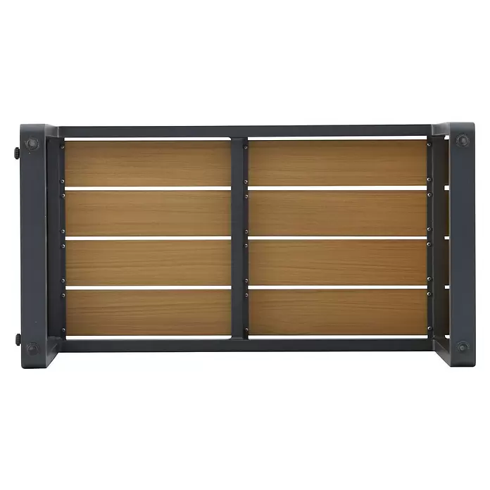 Sunfun Solo Garten-Beistelltisch - L x B x H: 77 x 41,5 x 45 cm, Aluminium, Night-Grey - Dunkelgraues Metall-Torpanel mit hellbraunen Holzlamellen.