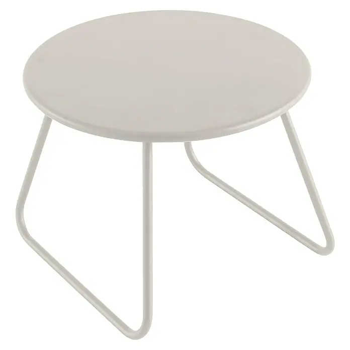 Sunfun Sarah Garten-Beistelltisch rund - Ø x H: 60 x 41,5 cm, Stahl, Light-Greige - Ein runder, weißer Beistelltisch mit einem modernen Gestell aus Metall. Das minimalistische Design passt perfekt in jeden Raum.