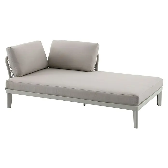 Sunfun Solo Rope Lounge-Ottomane - Light-Greige, Metall - Elegante graue Chaiselongue mit weichen Kissen. Die perfekte Ergänzung für stilvolle Entspannung im Innen- und Außenbereich.