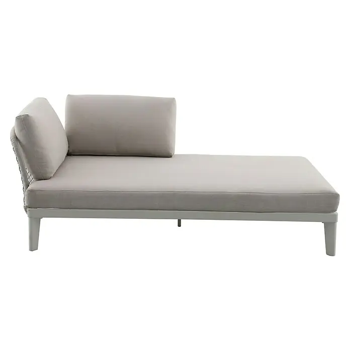 Sunfun Solo Rope Lounge-Ottomane - Light-Greige, Metall - Elegante Chaiselongue in hellem Grau. Ein stilvolles Möbelstück, ideal zum Entspannen und für moderne Wohnräume.
