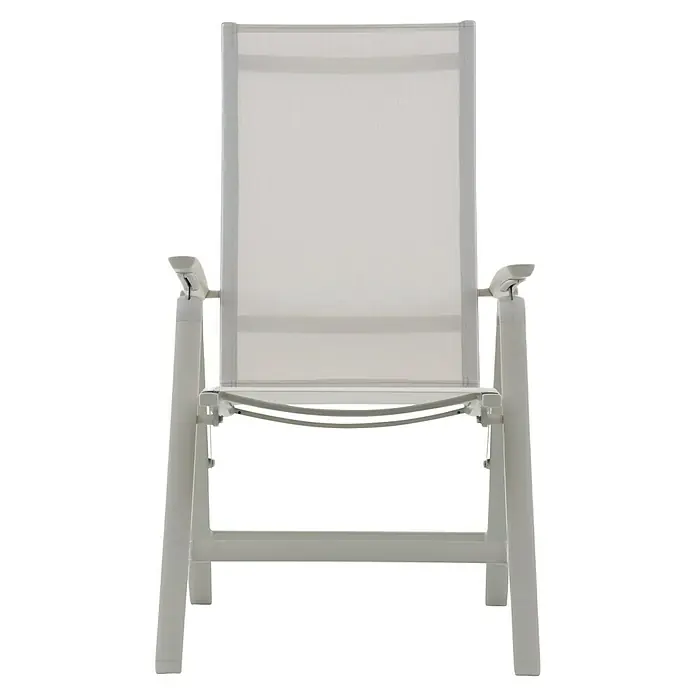 Sunfun Maja Garten-Positionssessel - Aluminium, Textilen, Rückenlehne verstellbar, Light-Greige, B x T x H: 61 x 68 x 110 cm - Eleganter weißer Gartenstuhl mit Armlehnen. Ideal für entspannte Stunden im Freien, wetterfest und stilvoll.