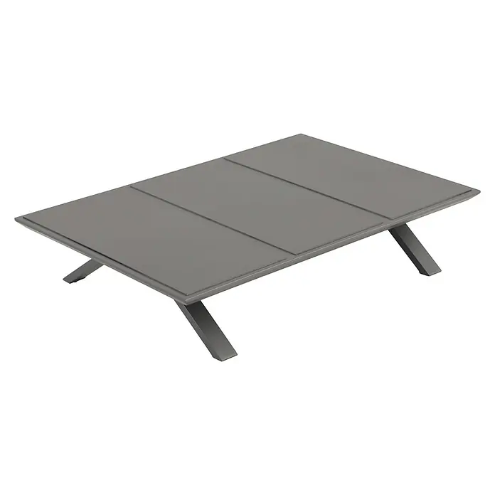 Sunfun Loungemöbel-Set Lumar II - 7 -tlg., Aluminium, Teak, Tisch groß, Night-Grey - Dieser Couchtisch mit schlichtem Design in Grau ist ein elegantes Möbelstück für jeden Wohnbereich. Er bietet eine praktische Ablagefläche und ist stabil.