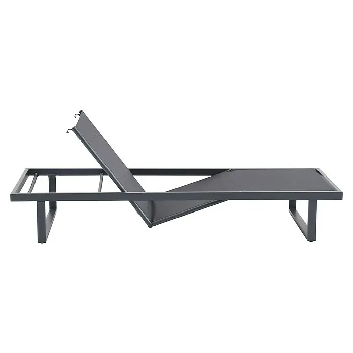 Sunfun Lumar Gartenliege - L x B: 200 x 72,5 cm, Night-Grey, Aluminium, Rückenlehne verstellbar - Eine moderne, graue Sonnenliege mit verstellbarer Rückenlehne für entspannte Stunden im Freien. Die Liege ist ideal für Garten und Terrasse.