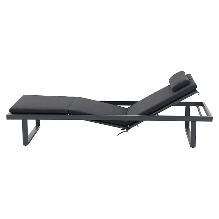 Sunfun Lumar Gartenliege - L x B: 200 x 72,5 cm, Night-Grey, Aluminium, Rückenlehne verstellbar - Bequeme, verstellbare Sonnenliege in Anthrazit, ideal zum Entspannen im Garten. Die Liege ist aus robustem Material gefertigt und bietet hohen Komfort.