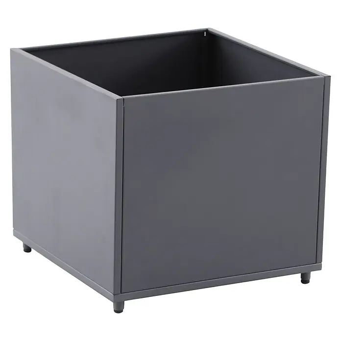 Sunfun Lumar Pflanzkübel eckig - Außenmaß (L x B x H): 50 x 50 x 45 cm, Stahl, Night-Grey - Grauer Pflanzkasten aus Metall mit quadratischer Form, ideal für den Innen- und Außenbereich. Er bietet eine robuste und stilvolle Lösung für Pflanzen.