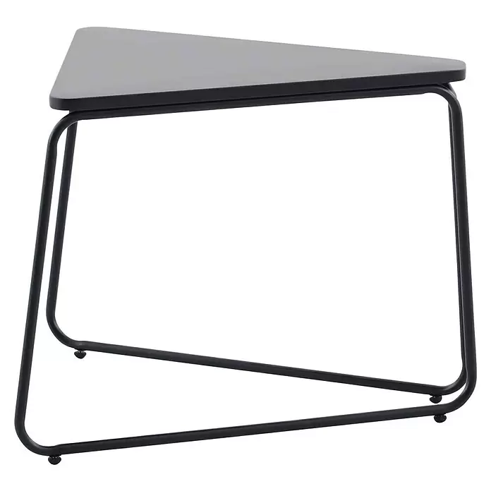 Sunfun Sarah Garten-Beistelltisch - L x B x H: 52 x 70 x 57 cm, Stahl, Dreieckig, Anthrazit - Dunkelgrauer dreieckiger Beistelltisch mit schwarzem Metallgestell.