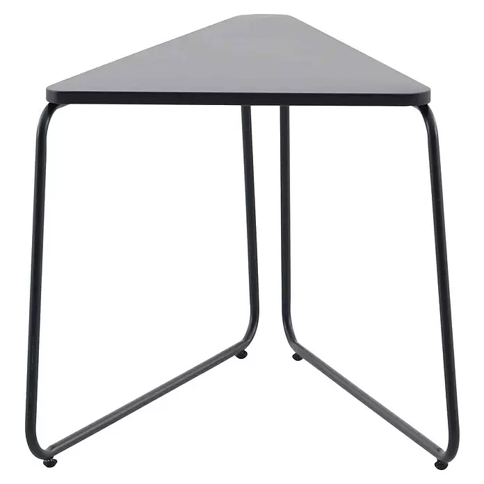 Sunfun Loungemöbel-Set Sarah - 2 -tlg., Stahl/Textilgewebe, Anthrazit - Grauer dreieckiger Tisch mit schwarzen gebogenen Metallbeinen. Modernes Design für Beistelltisch.