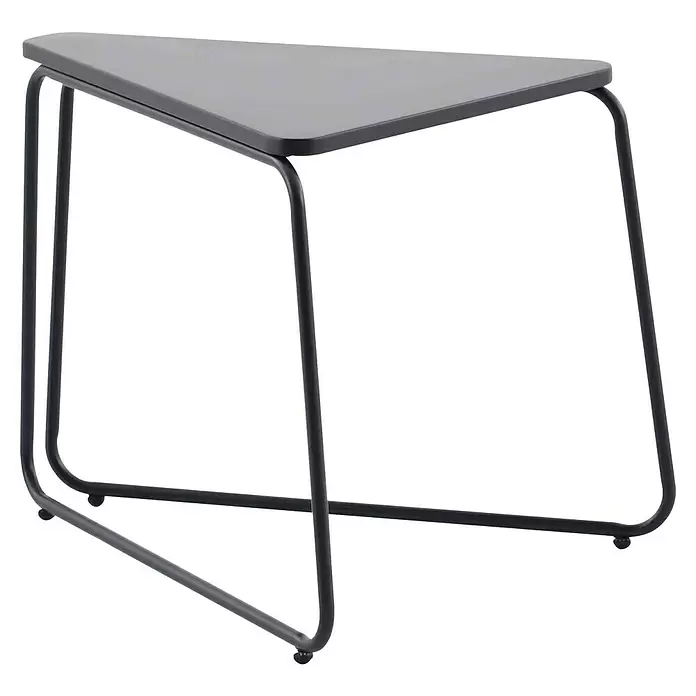 Sunfun Sarah Garten-Beistelltisch - L x B x H: 52 x 70 x 57 cm, Stahl, Dreieckig, Anthrazit - Dunkelgrauer dreieckiger Beistelltisch mit minimalistischem Metallgestell.