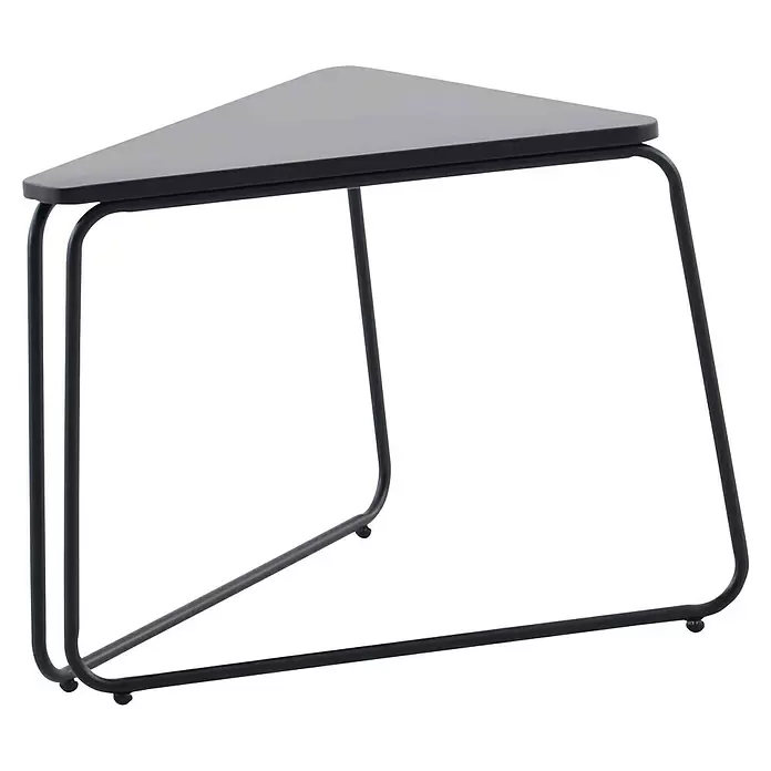 Sunfun Sarah Garten-Beistelltisch - L x B x H: 52 x 70 x 57 cm, Stahl, Dreieckig, Anthrazit - Dunkelgrauer dreieckiger Beistelltisch mit schlankem Metallgestell.
