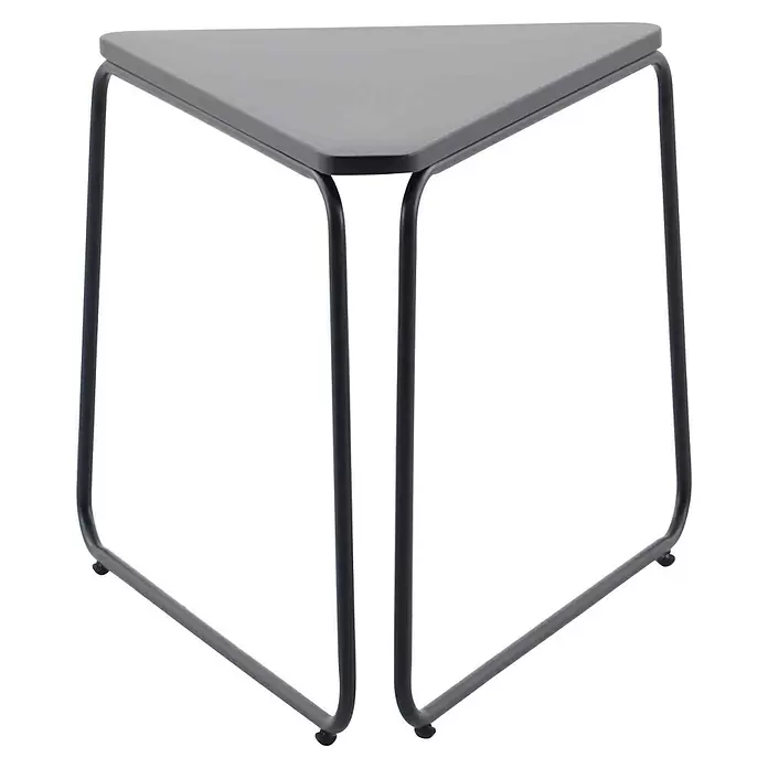 Sunfun Sarah Garten-Beistelltisch - L x B x H: 52 x 70 x 57 cm, Stahl, Dreieckig, Anthrazit - Grauer, dreieckiger Beistelltisch mit schlanken, schwarzen Metallbeinen.