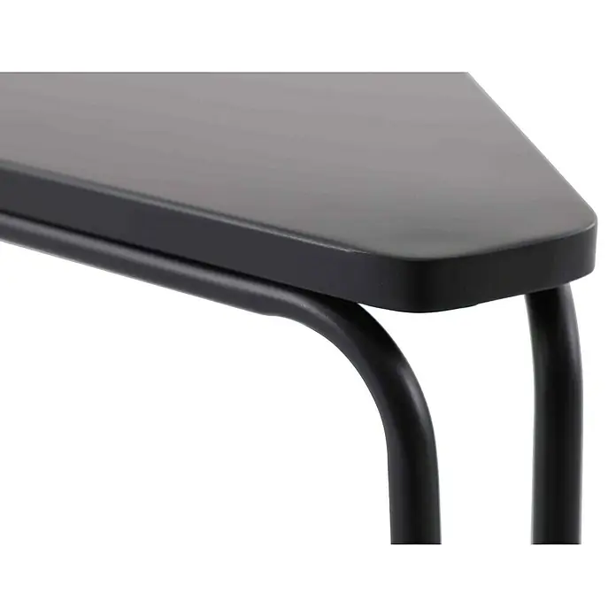 Sunfun Sarah Garten-Beistelltisch - L x B x H: 52 x 70 x 57 cm, Stahl, Dreieckig, Anthrazit - Detailaufnahme eines schwarzen Beistelltisches, der modernes Design und Funktionalität vereint, ideal für stilvolle Wohnräume.