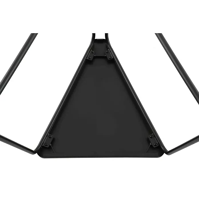 Sunfun Sarah Garten-Beistelltisch - L x B x H: 52 x 70 x 57 cm, Stahl, Dreieckig, Anthrazit - Detailaufnahme eines schwarzen, dreieckigen Möbelstücks, das Stabilität und modernes Design vereint. Ideal für minimalistische Einrichtungen.