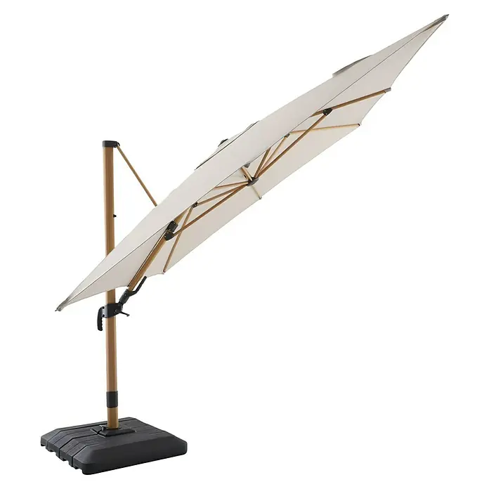 Sunfun Ampelschirm Capri - Beige, 300 x 350 cm, Aluminium - Dieser freitragende Sonnenschirm ist ideal, um Ihren Außenbereich stilvoll zu beschatten. Er verfügt über ein robustes Gestell und einen stabilen Sockel.