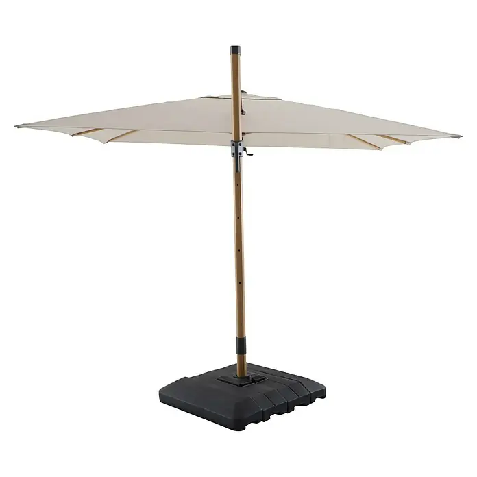 Sunfun Parasol de jardín Capri - Crudo, 300 x 350 cm, Aluminio - Sombrilla cuadrada con tela beige y base oscura y robusta para dar sombra a tu jardín.