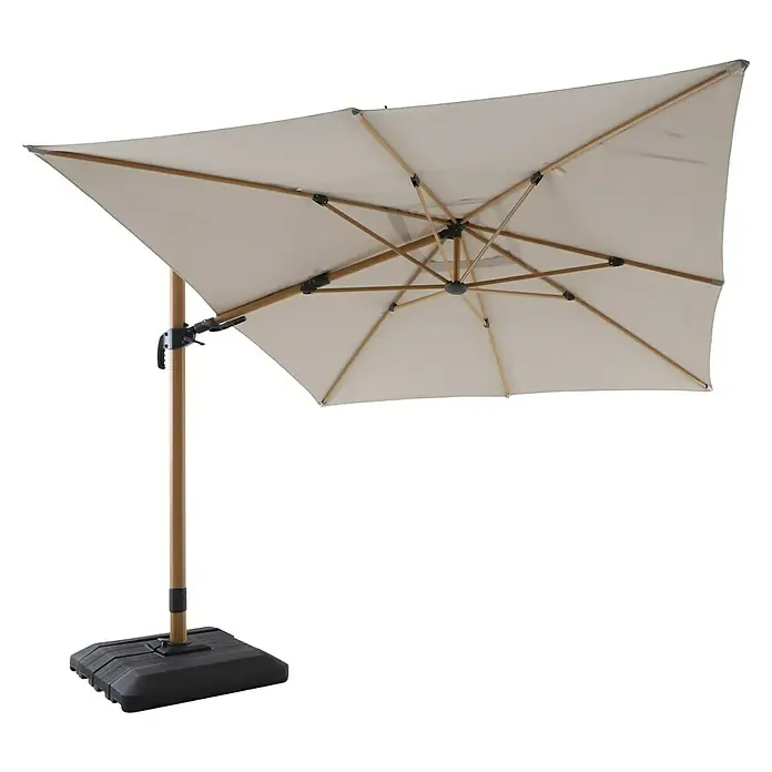 Sunfun Ampelschirm Capri - Beige, 300 x 350 cm, Aluminium - Dieser elegante quadratische Sonnenschirm bietet stilvollen Schutz vor der Sonne. Er ist neigbar und robust gebaut, ideal für Garten oder Terrasse.