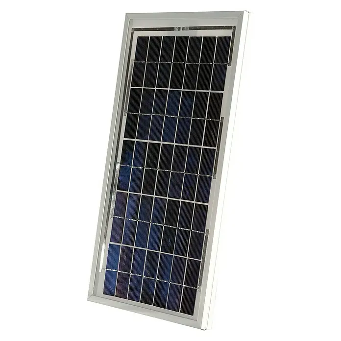 Sunset Solarmodul SM 10 - Nennleistung: 10 W, L x B x H: 43,5 x 23,8 x 2 cm - Solarmodul mit rechteckiger Form und silbernem Rahmen zur nachhaltigen Energieerzeugung.