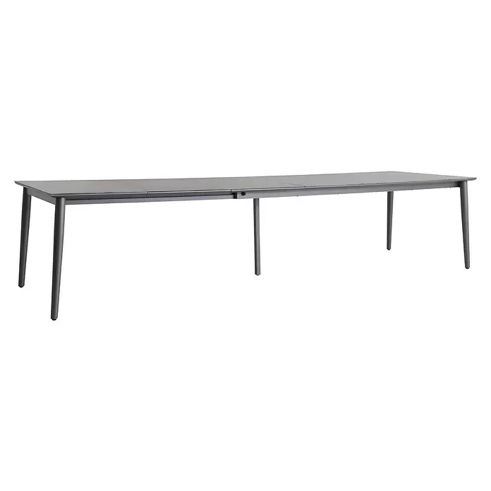 Sunfun Solo Garten-Tischplatte Erweiterung - L x B: 60 x 100 cm, Aluminium, Sintered Stone, Night-Grey - Rechteckiger, grauer ausziehbarer Esstisch mit Metallbeinen und eleganter Tischplatte.