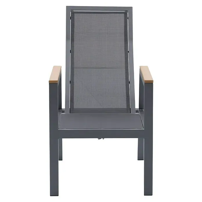 Sunfun Maja Garten-Positionssessel Deluxe - Aluminium, Polyester, Rückenlehne verstellbar, Night-Grey, B x T x H: 60 x 78 x 105 cm - Dieser elegante Gartenstuhl mit Armlehnen bietet Komfort und Stil für Ihren Außenbereich. Das moderne Design fügt sich nahtlos in jede Umgebung ein.