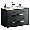 Camargue Stella K Waschtischunterschrank (47 x 80 x 55 cm, 2 Schubkästen, Grafit, Hochglanz)