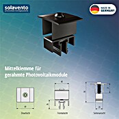 Solavento Mittelklemme (Aluminium, Schwarz, Geeignet für: Schrägdach) | BAUHAUS