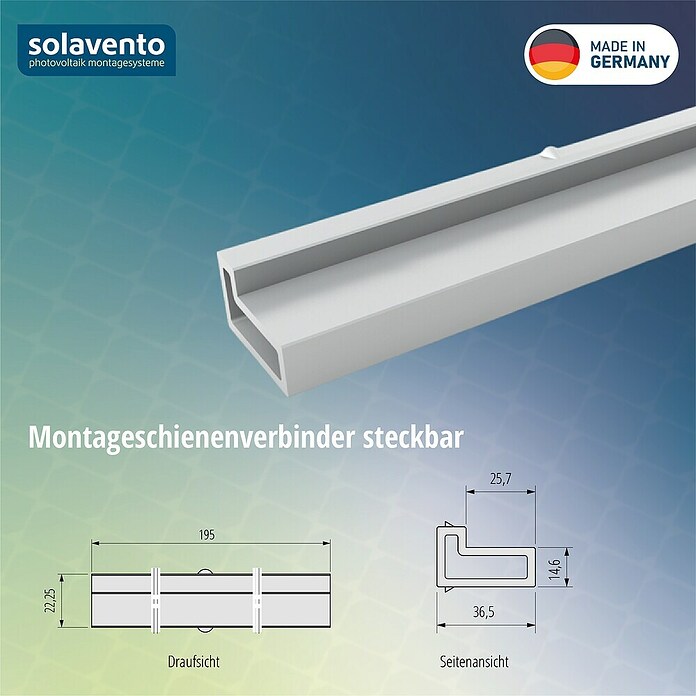Solavento Schienenverbinder Solavento (Aluminium, Geeignet für: Schrägdach) | BAUHAUS