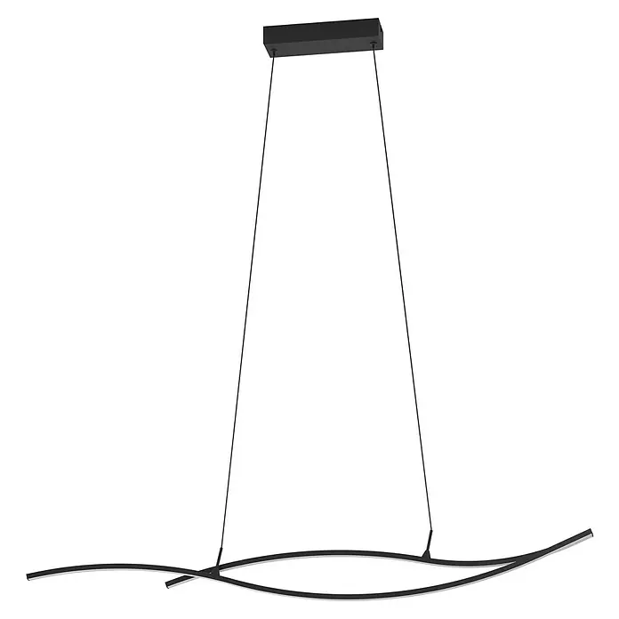 Eglo Grisolia Lámpara colgante LED - 20 W, L x An x Al: 140 x 7 x 120 cm, Blanco/Negro, RGBW - Lámpara colgante moderna con un diseño curvo e iluminación LED integrada. La lámpara es negra y crea un ambiente elegante en la habitación.