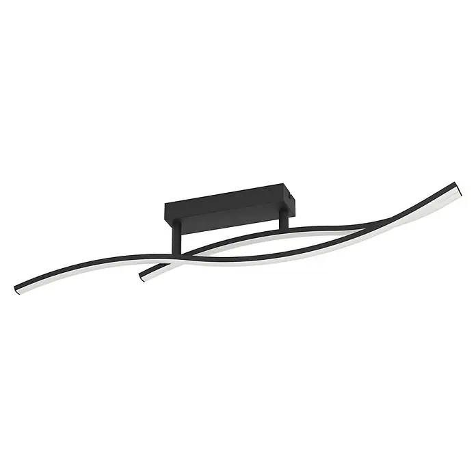Eglo Grisolia Plafón LED - 12 W, L x An x Al: 84,9 x 6 x 15 cm, Negro/Blanco, RGBW - Lámpara de techo LED negra moderna con diseño curvo para una iluminación elegante.