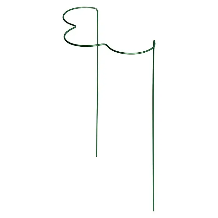 Bellissa Staudenstütze Round - Ø x H: 40 x 80 cm, Gebogen - Grüner Pflanzenstützstab mit einer herzförmigen Schlaufe, ideal für das Stützen von Tomatenpflanzen oder anderen rankenden Gewächsen im Garten.