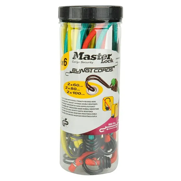 MasterLock Spannseil-Set - 6 -tlg. - Packung Master Lock Spanngurte mit doppelter Stärke, um Ladung sicher zu fixieren. Ideal für den Transport.