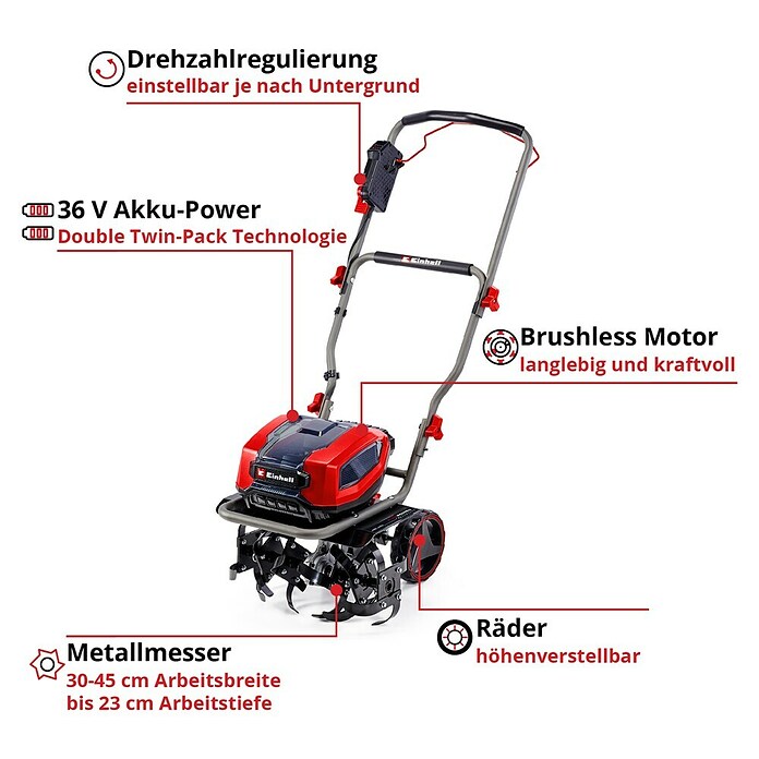 Einhell Professional Akku-Bodenhacke GP-CR 36/45 (Anzahl Akkus: Ohne Akku, Li-Ionen) | BAUHAUS