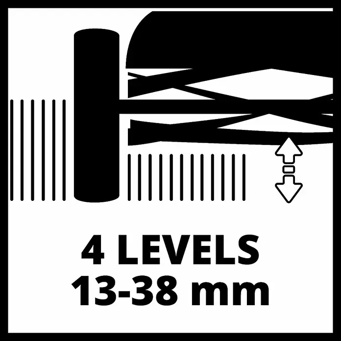 Einhell Spindelmäher GE-HM 38 S - Schnittbreite: 38 cm - Illustration mit Produktdetails.