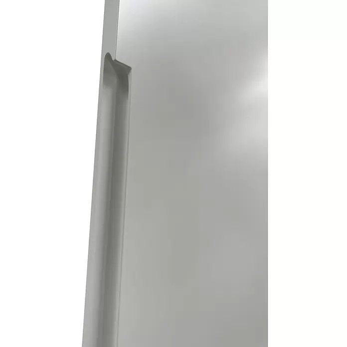 Modulkit Puerta batiente - An x Al: 400 x 2.300 mm, Derecha, Madera, Blanco - Panel liso gris claro con detalle de asa esculpida integrada.