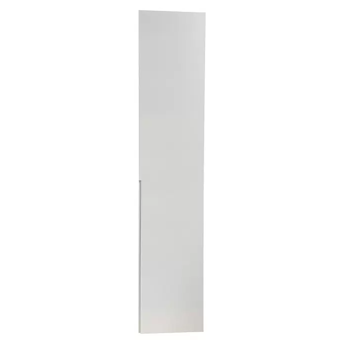 Modulkit Puerta batiente - An x Al: 400 x 2.300 mm, Derecha, Madera, Blanco - Puerta o panel de armario rectangular blanco con tirador vertical empotrado en el lado izquierdo.