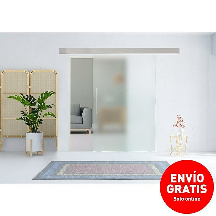 Puerta corredera de vidrio con herrajes Hiro (75 x 210 cm, Vidrio templado, Herraje oculto) | BAUHAUS