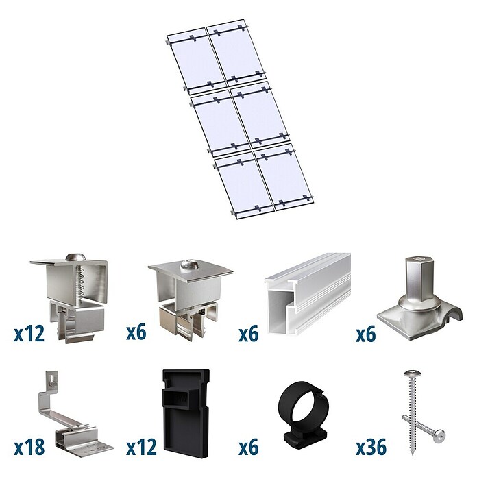 Solavento Befestigungs-Set Solavento (Passend für: 6 Solarmodule (2x3), Geeignet für: Schrägdach) | BAUHAUS