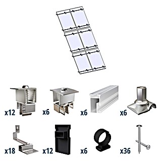 Solavento Befestigungs-Set Typ 2 (Passend für: 6 Solarmodule (2x3), Geeignet für: Schrägdach)